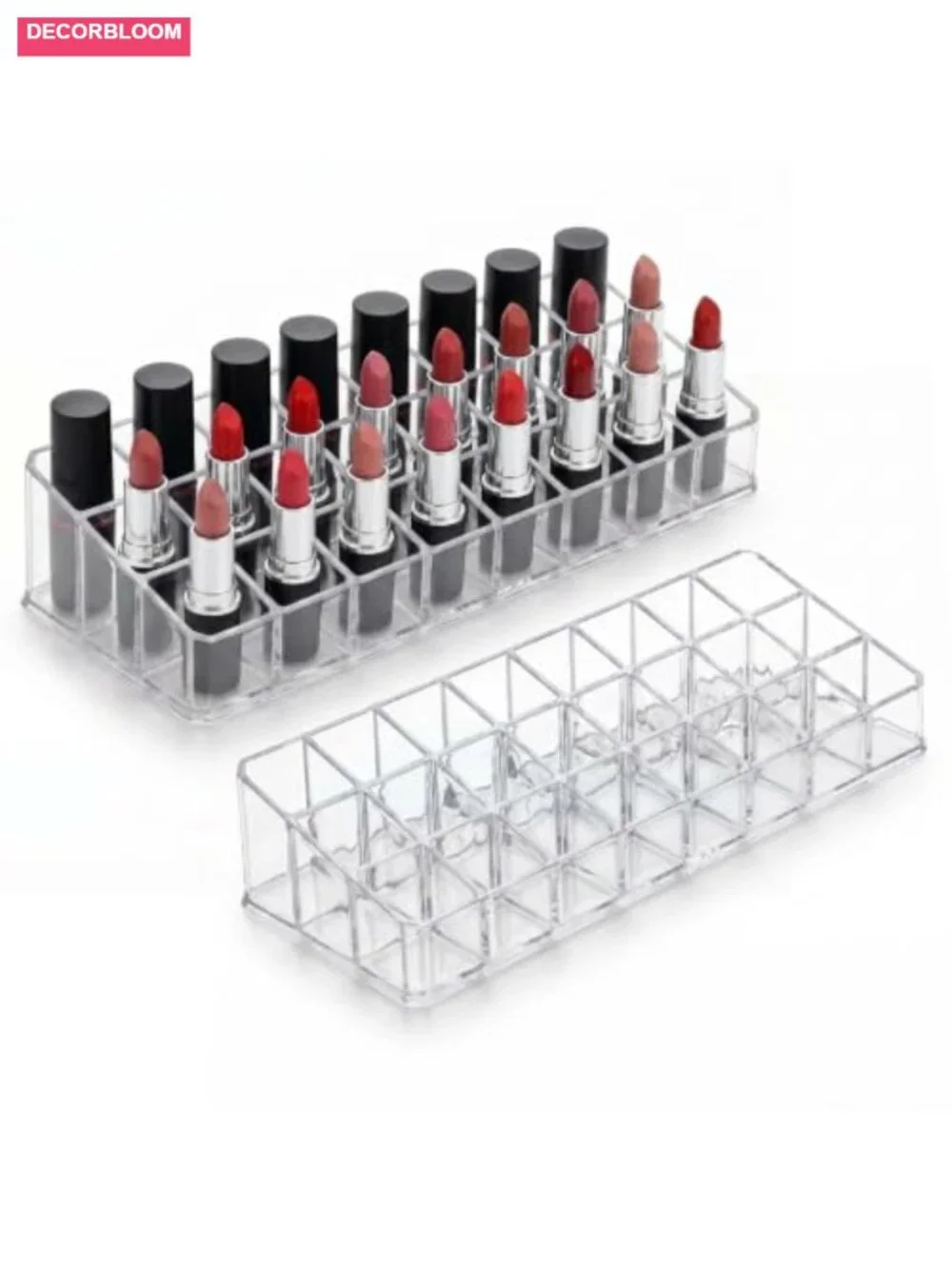 2-Pack 24-Slot Acrylic Makeup Organizer Lipstick Holder for Vanity